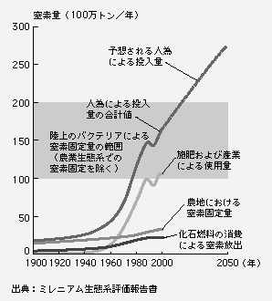 表　人為活動による反応性窒素の生産量